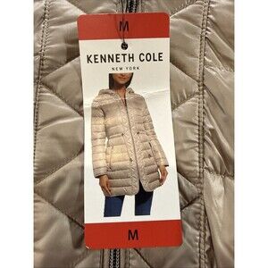 Kenneth Cole Quilted Light Weight Brown Champagne Puffer Med NWT
